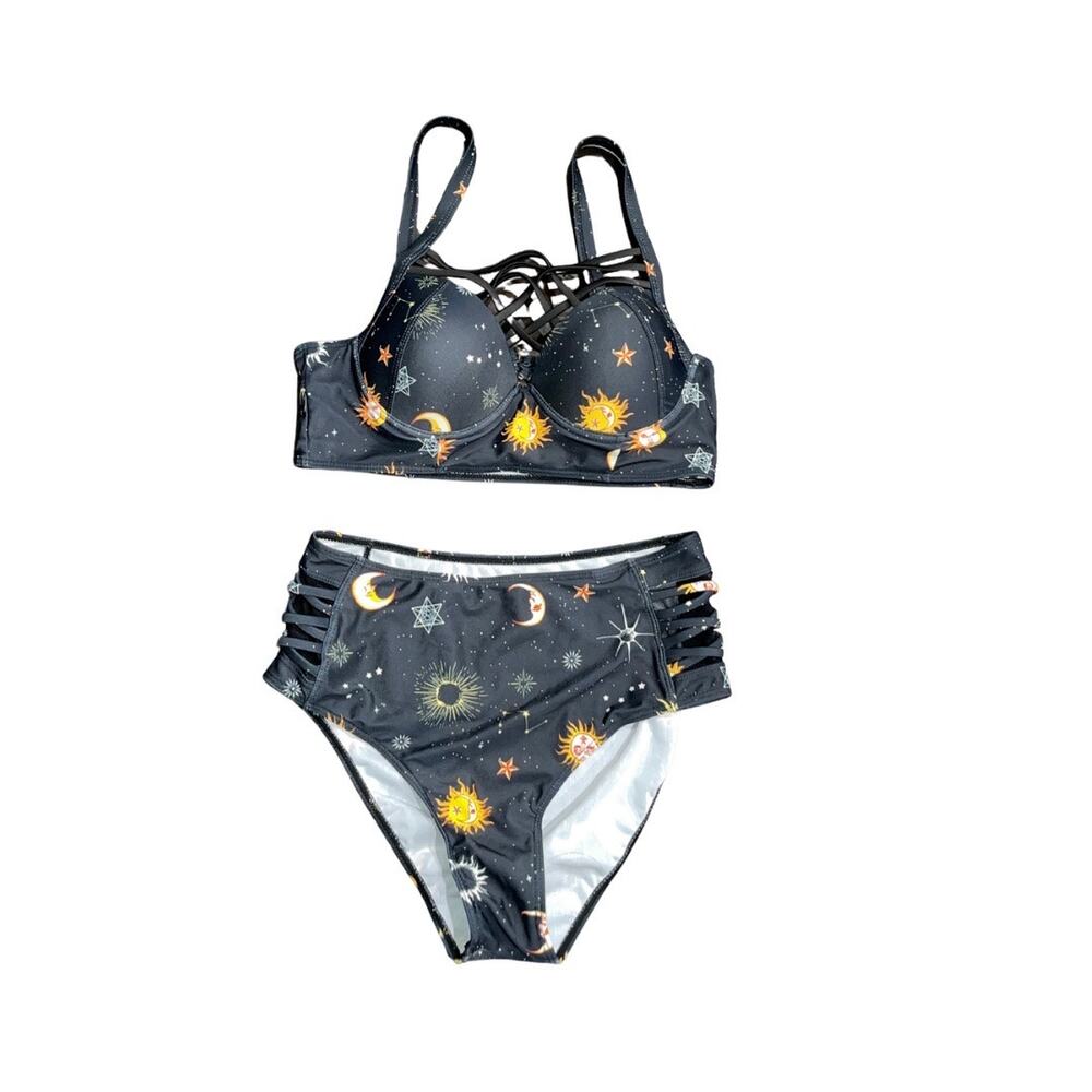 Bikini Two Piece Sun and Moon High Waisted SZ M Celestial Swimsuit Swim Beach